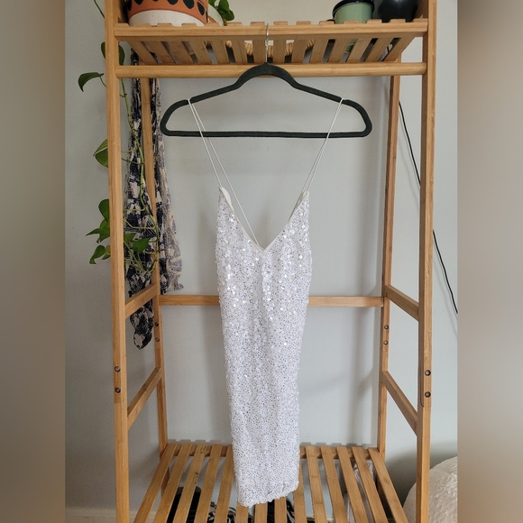 Lulus Force Of Fashion White Backless Sequin Mini Dress - Size S - Picture 5 of 6